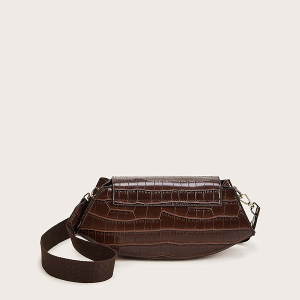 

Croc Embossed Flap Tote Bag, Coffee