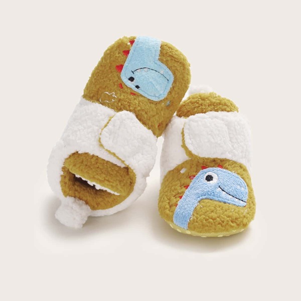 

Baby Girl Dinosaur Emboridered Velcro Strap Flats, Multicolor