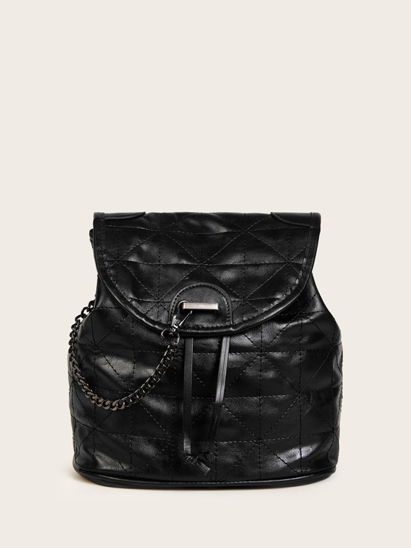 

Chain Decor Drawstring Backpack, Black