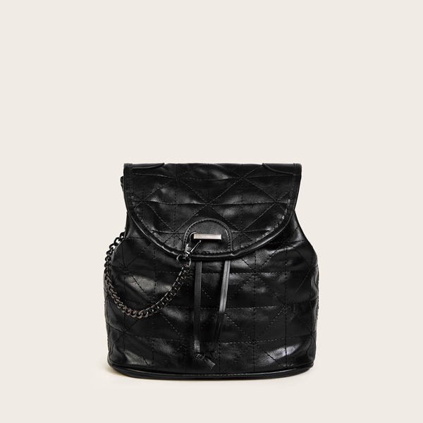 

Chain Decor Drawstring Backpack, Black