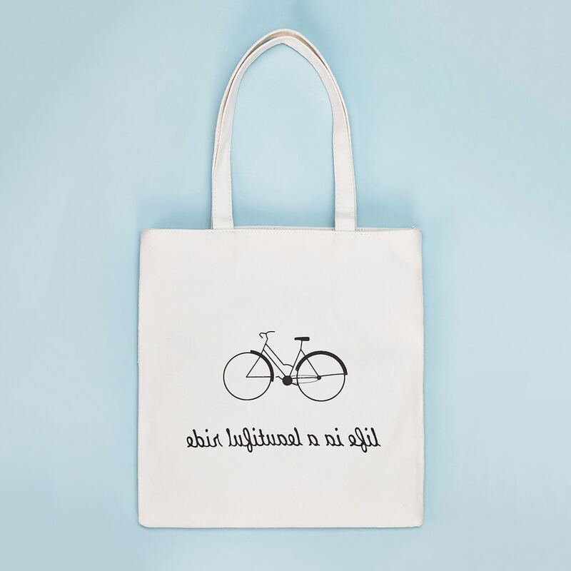 

Bicycle & Letter Graphic Book Bag, White