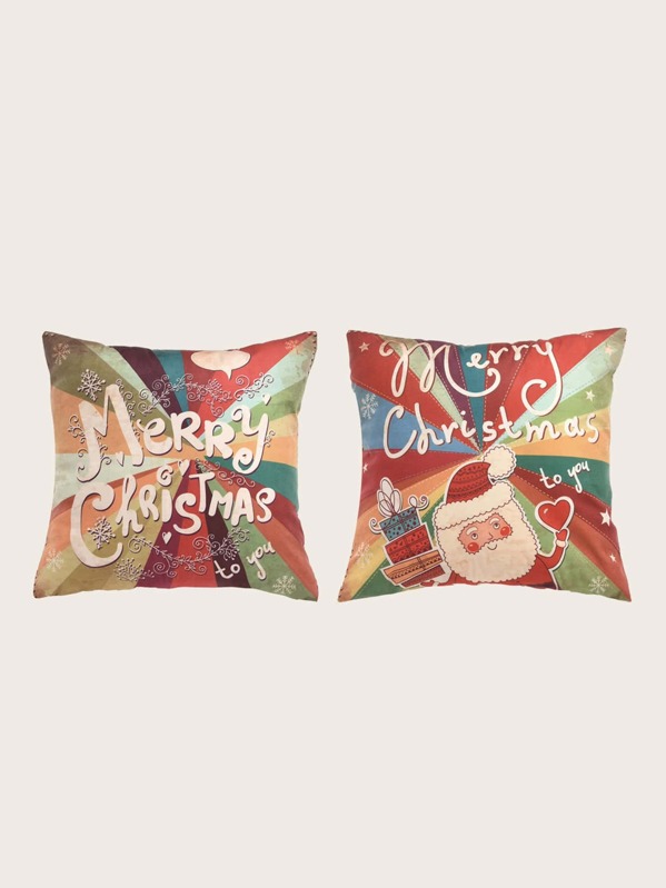 

1pc Christmas Print Cushion Cover Without Filler, Multicolor