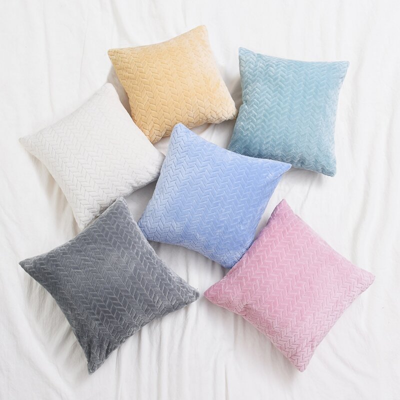 

1pc Solid Plush Cushion Cover Without Filler, Multicolor