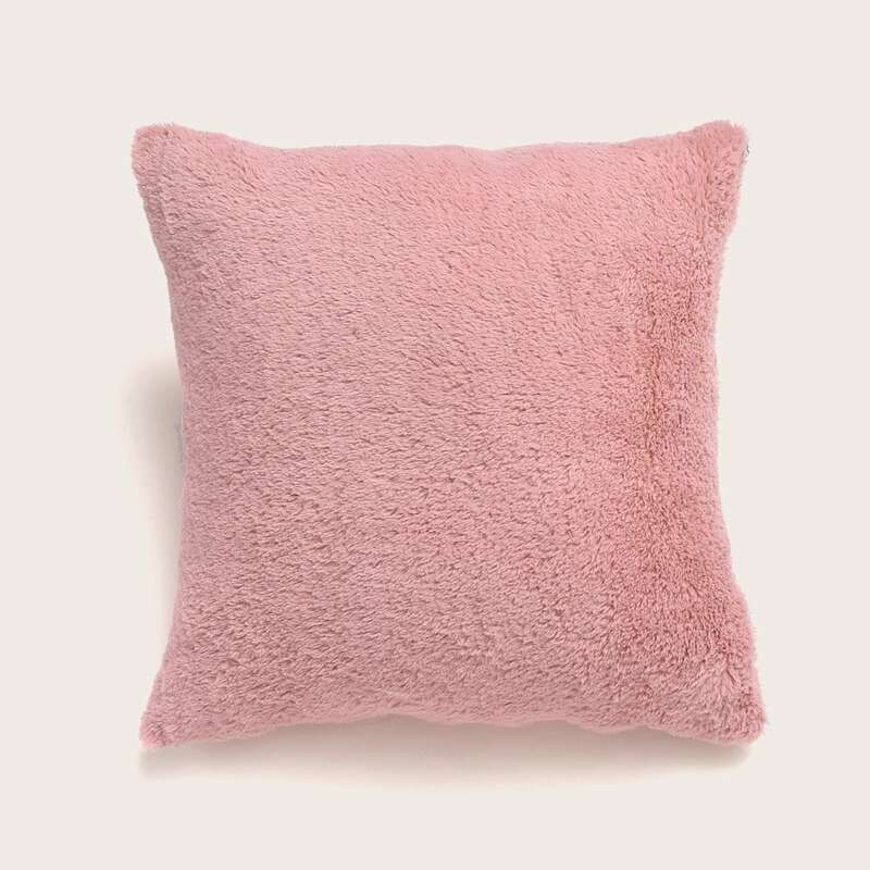 

Solid Plush Cushion Cover Without Filler, Pink