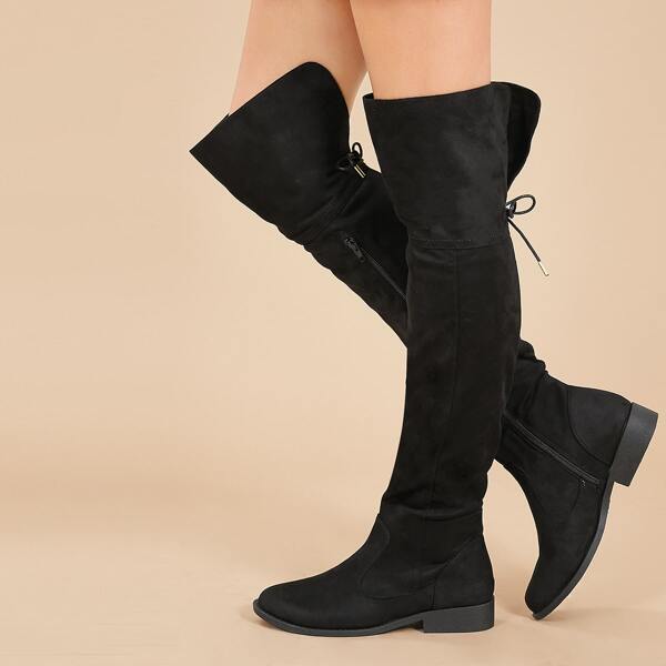 

Round Toe Stretch Over The Knee Low Heel Boots