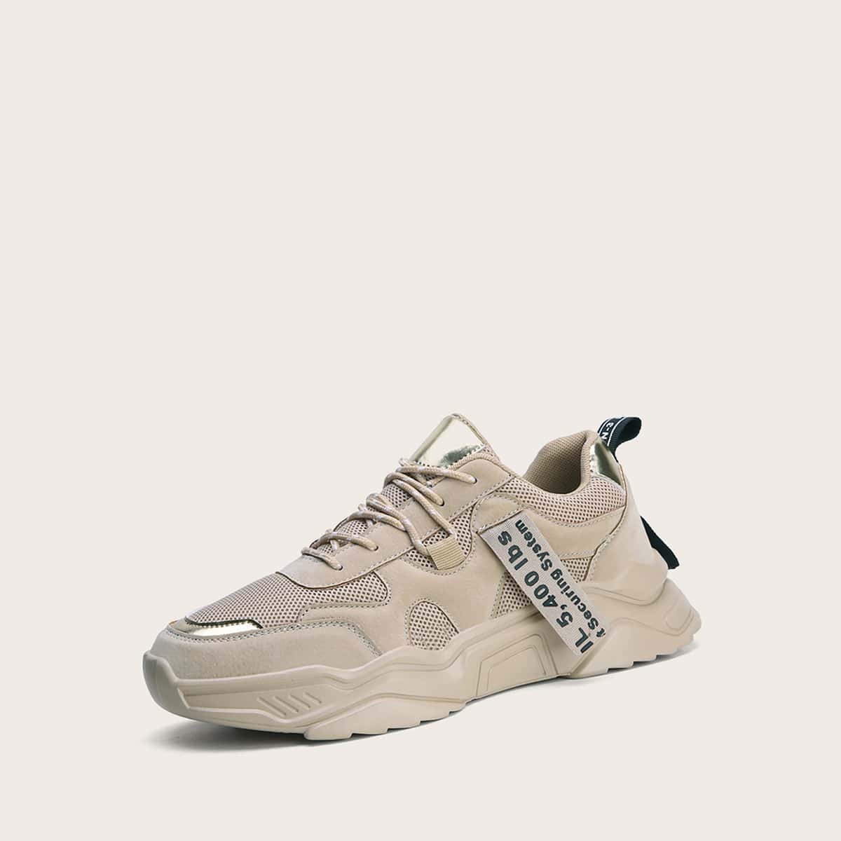 

Guys Letter Graphic Lace-up Chunky Sneakers, Khaki