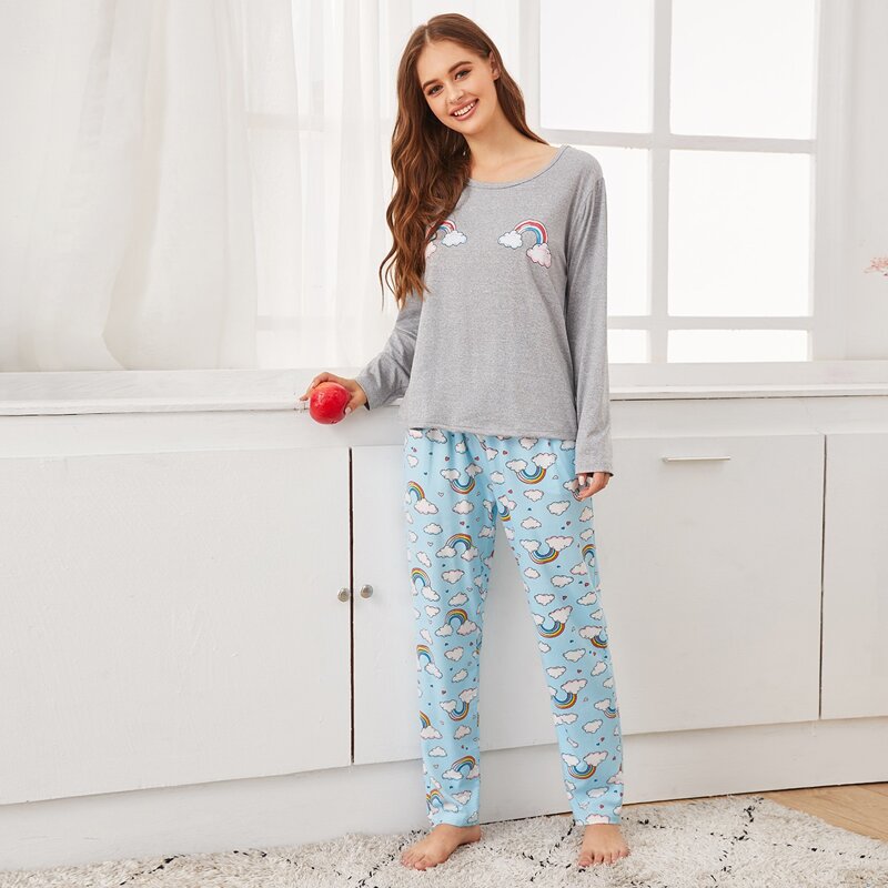 

Rainbow Striped PJ Set, Multicolor
