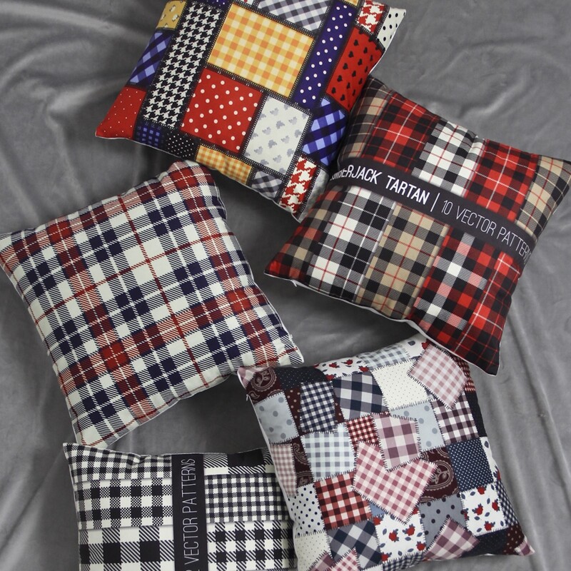 

1pc Patchwork Plaid Cushion Cover, Multicolor
