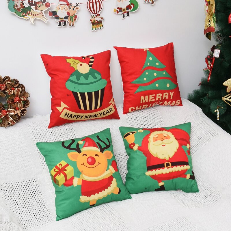 

1pc Christmas Pattern Print Cushion Cover, Multicolor