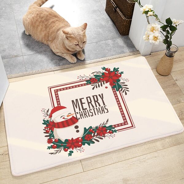 

Christmas Slogan Graphic Floor Mat, Multicolor