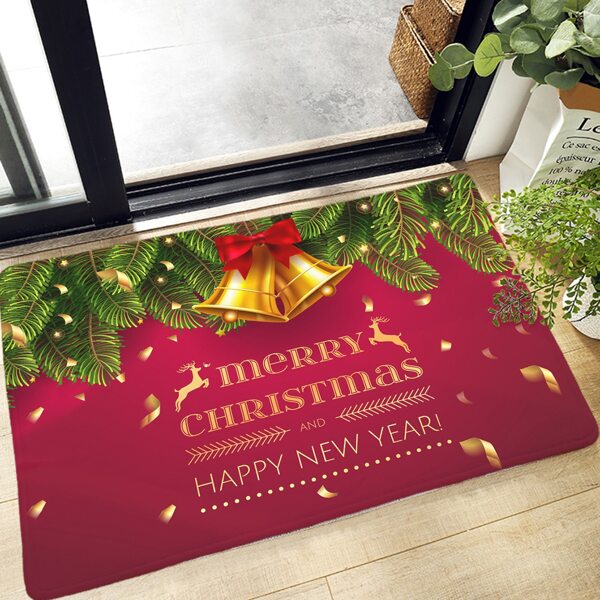 

Christmas Slogan Graphic Floor Mat, Multicolor