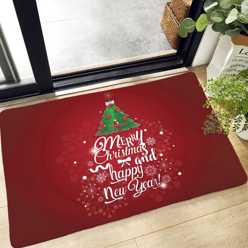 

Christmas Slogan Graphic Floor Mat, Red