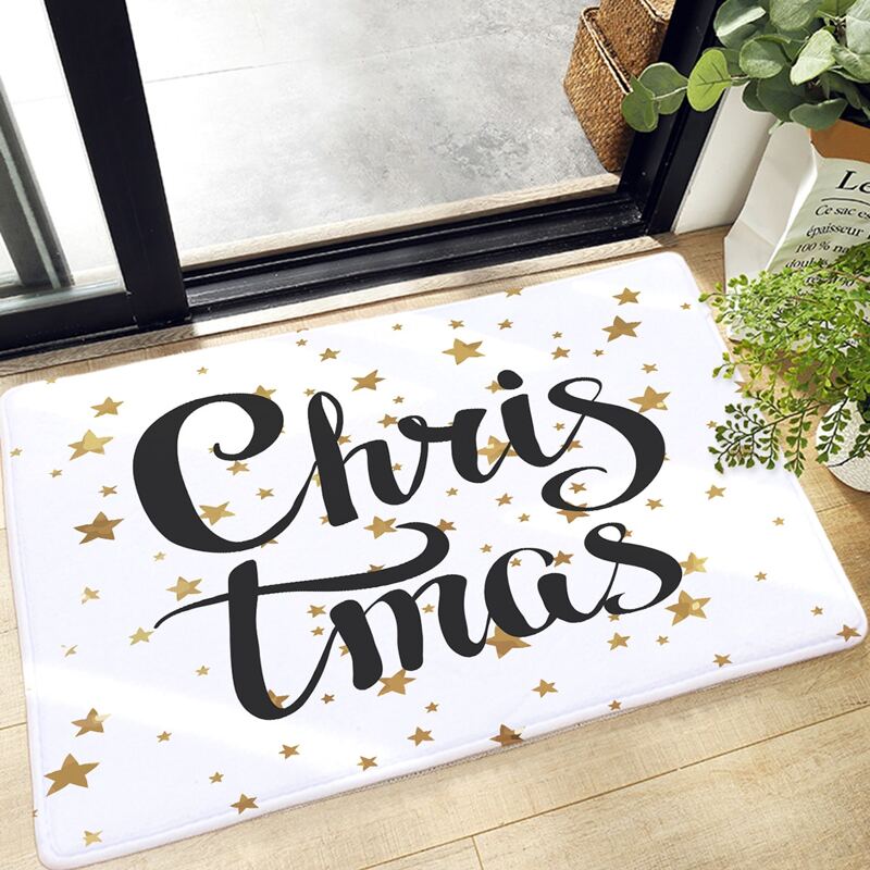 

Christmas Letter Graphic Floor Mat, Black and white