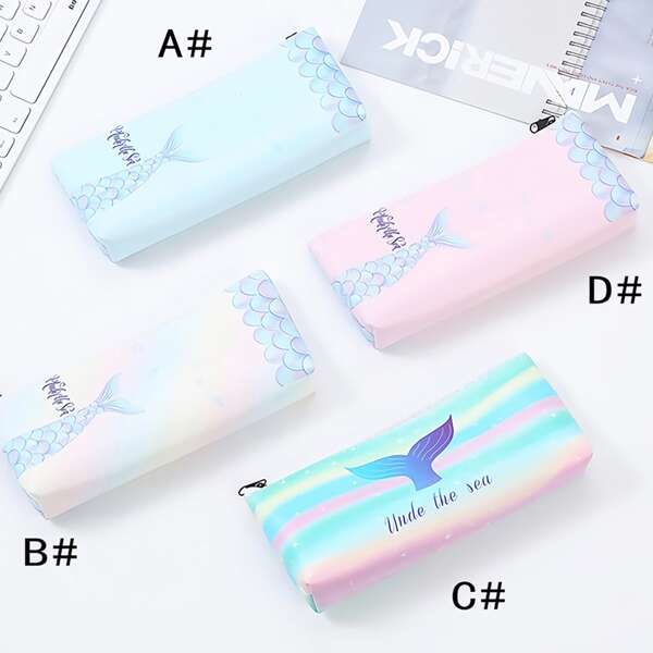 

1pc Mermaid Tail Print Pencil Case