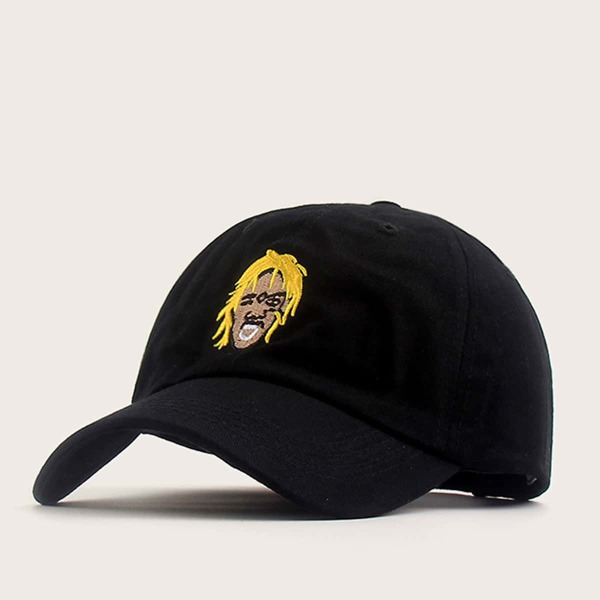 

Men Figure Embroidery Baseball Cap, Black