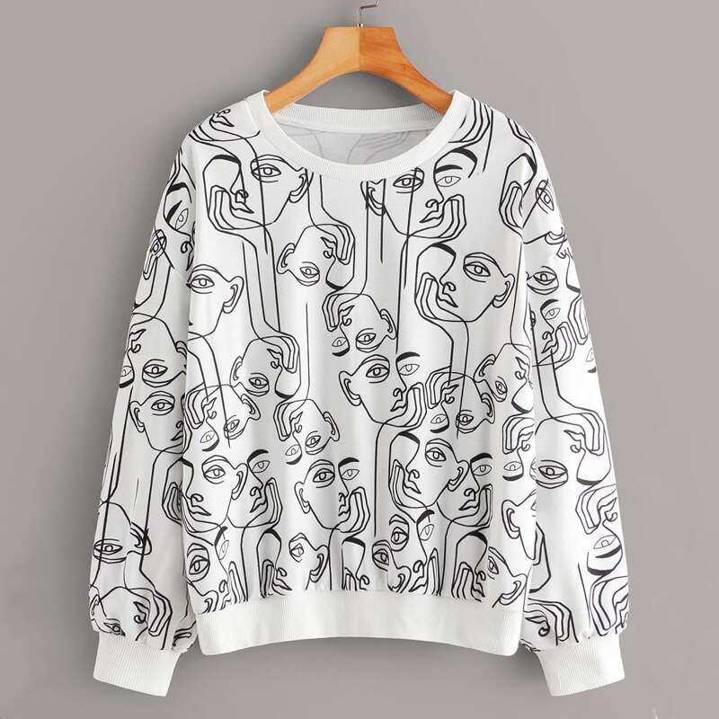 

Abstract Figure Graphic Sweatshirt, Black and white