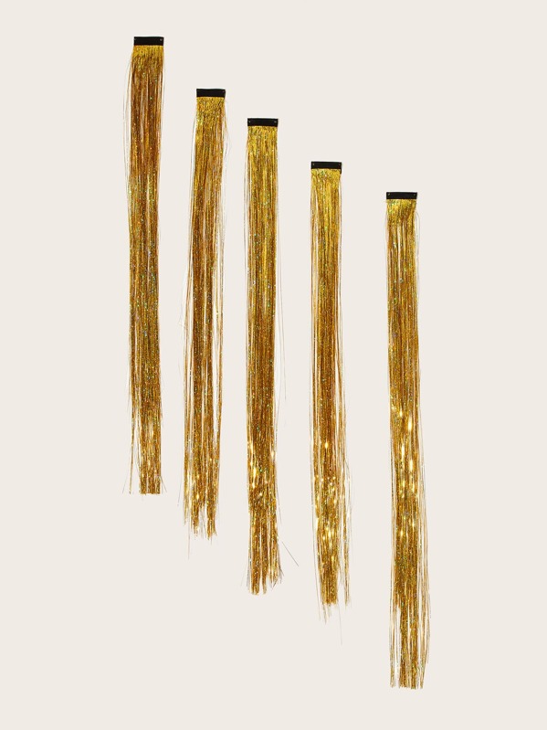 

5pcs Metallic Hair Tinsel, Gold