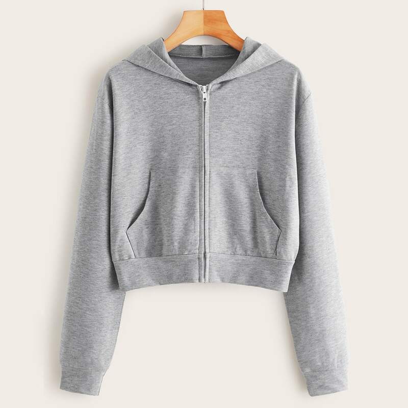 

Kangaroo Pocket Zip Hoodie, Grey