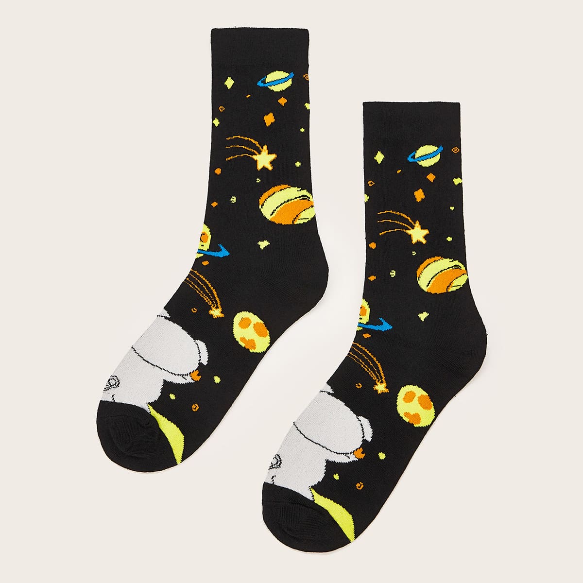 

1pair Star & Galaxy Pattern Socks, Multicolor