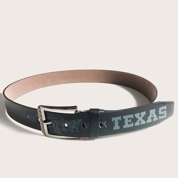 

Men Letter Print Buckle Belt, Black