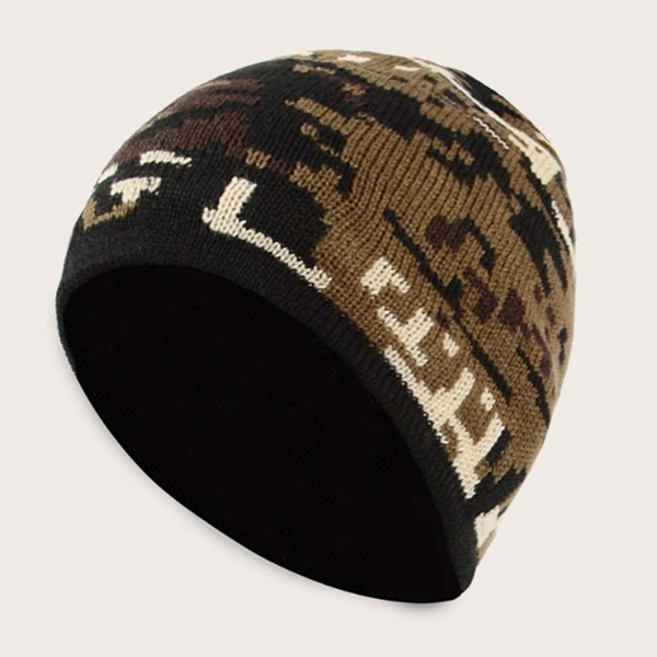 

Men Camo Pattern Knit Beanie, Multicolor
