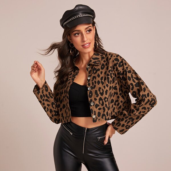

Leopard Print Button Through Jacket, Brown