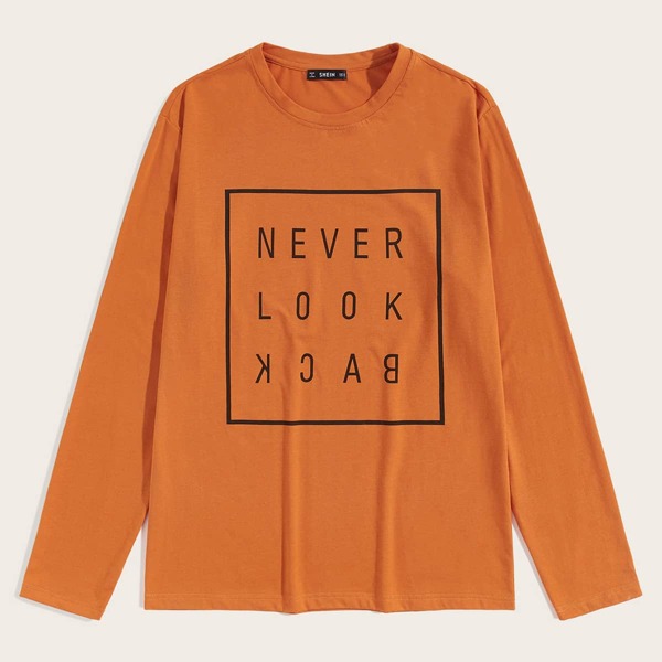 

Men Slogan Graphic Tee, Orange bright