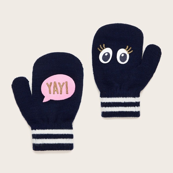 

1pair Toddler Kids Eye & Letter Pattern Gloves, Multicolor