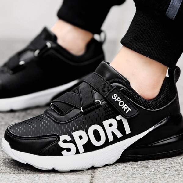 

Boys Letter Graphic Velcro Strap Sneakers, Black