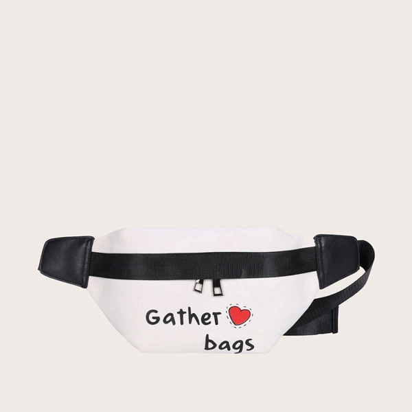 

Girls Letter Graphic Fanny Pack, White