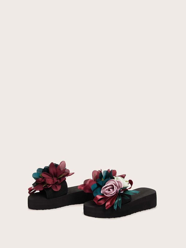

Toddler Girls Floral Applique Decor Sliders, Multicolor