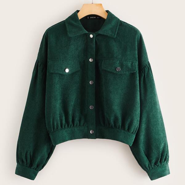 

Single Breasted Cord Jacket, Green
