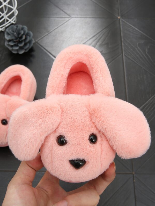 

Dog Design Fluffy Slippers, Pink