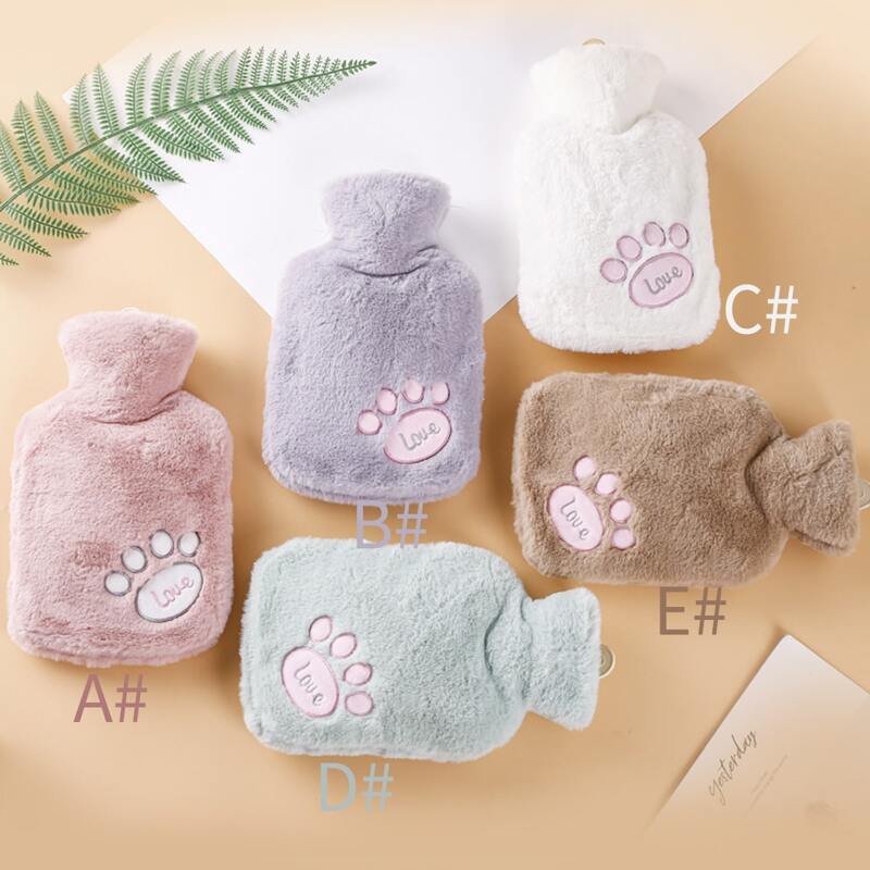 

1pc 1000ml Paw Pattern Fuzzy Hot Water Bag