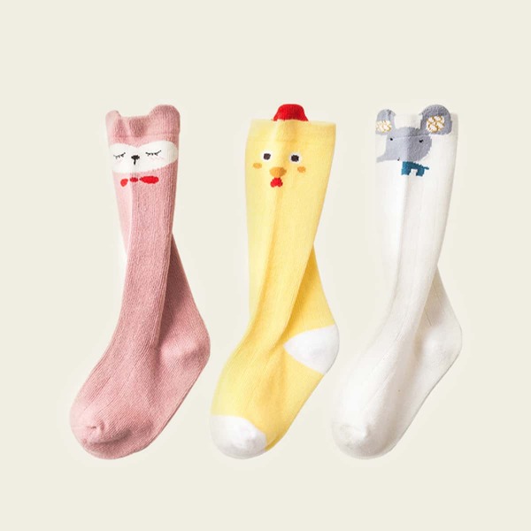 

3pairs Toddler Kids Cartoon Pattern Socks, Multicolor