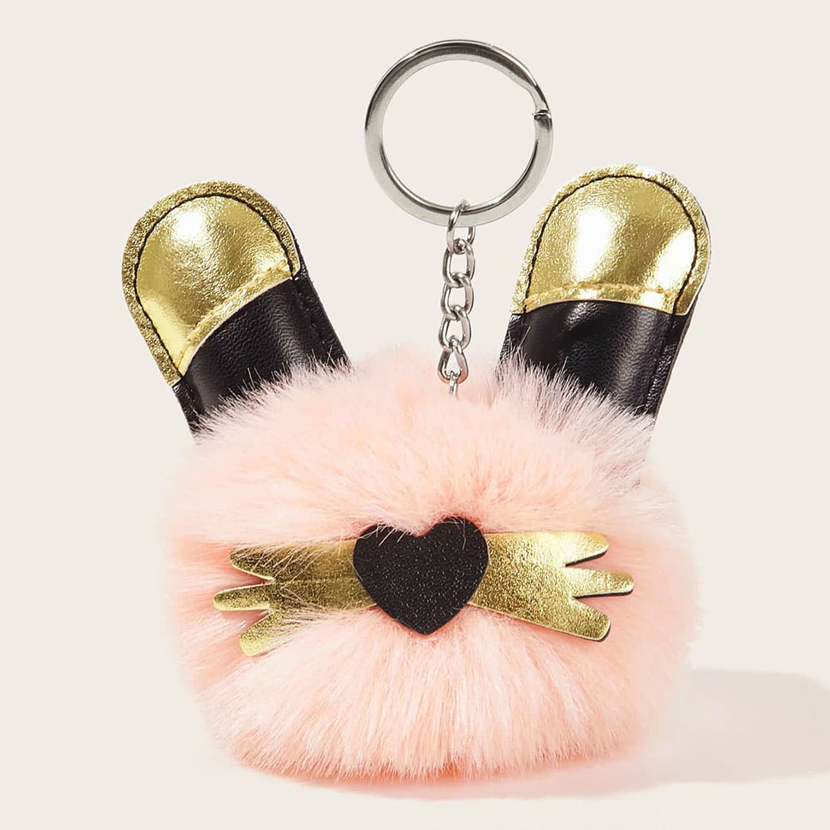 

Fluffy Pom Pom Charm Key Chain, Pink