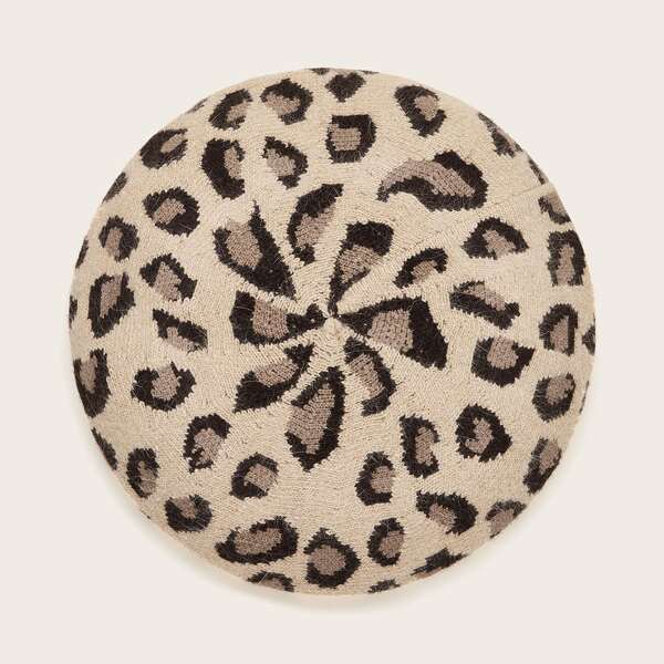 

Leopard Knit Beret, Multicolor
