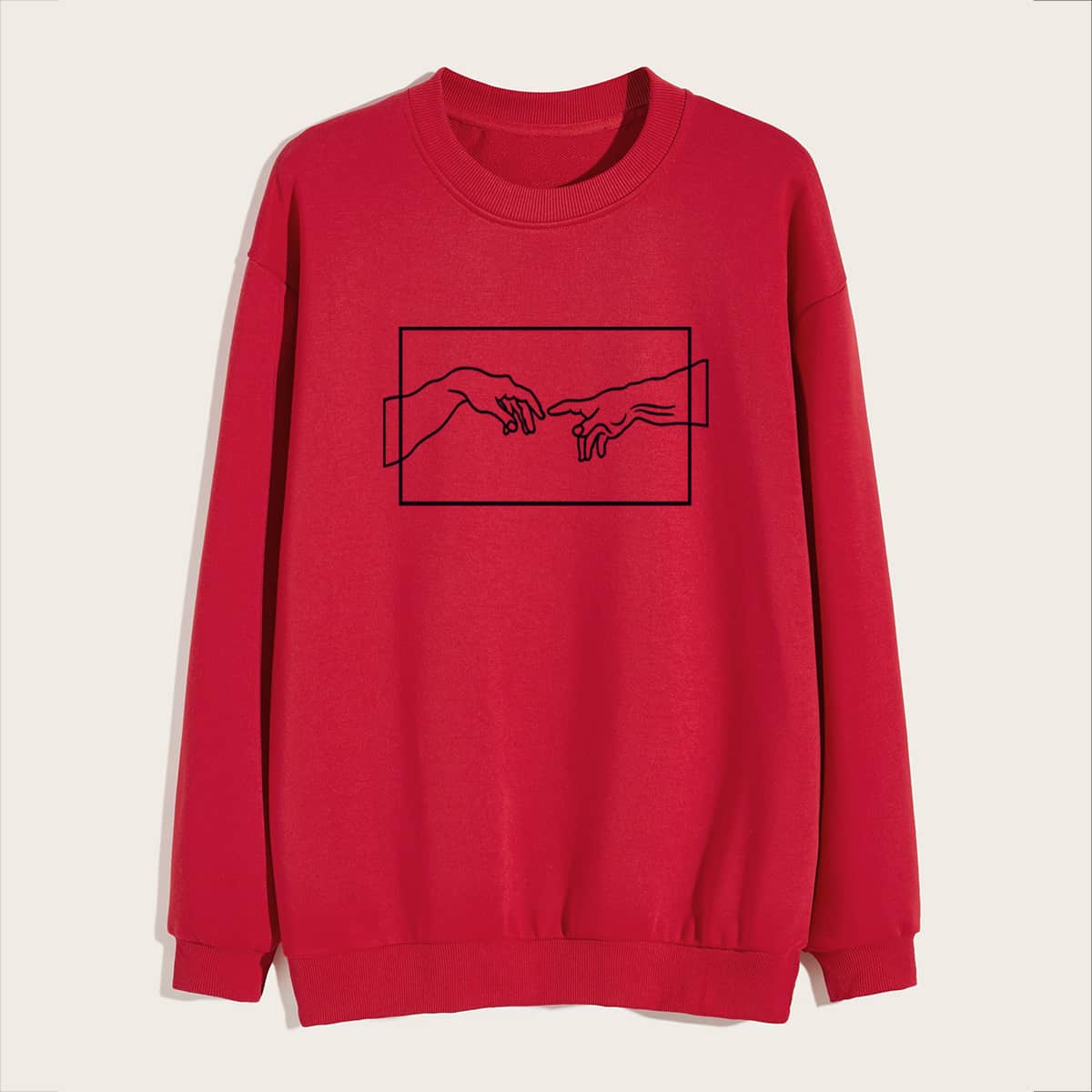 

Guys Drop Shoulder Hands Print Sweatshirt, Red bright