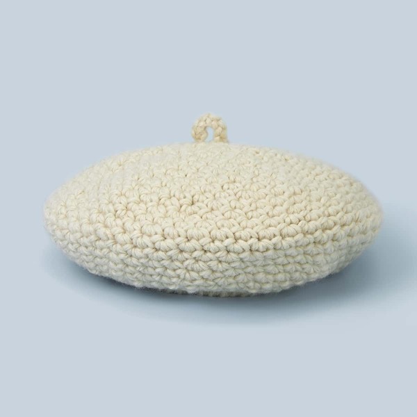 

Solid Knit Beret, Beige