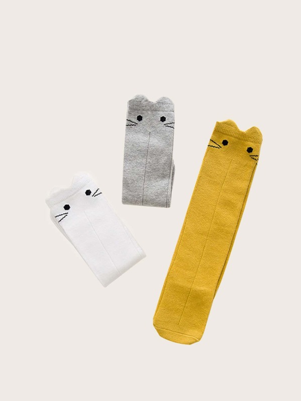 

3pairs Toddler Kids Cartoon Knee Length Socks, Multicolor