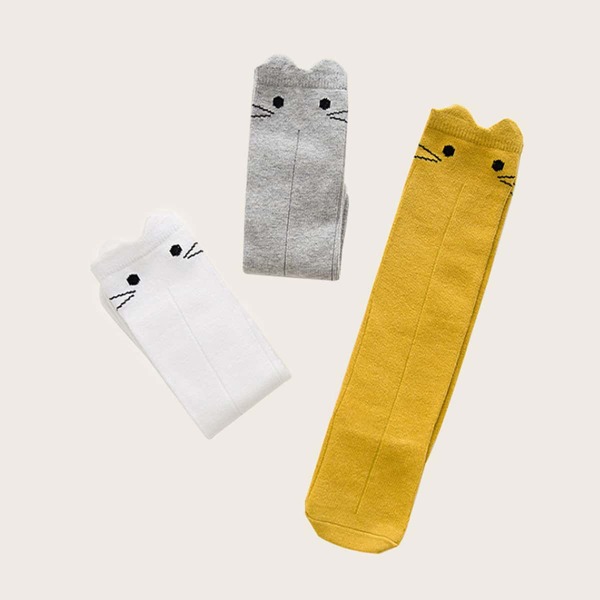 

3pairs Toddler Kids Cartoon Knee Length Socks, Multicolor