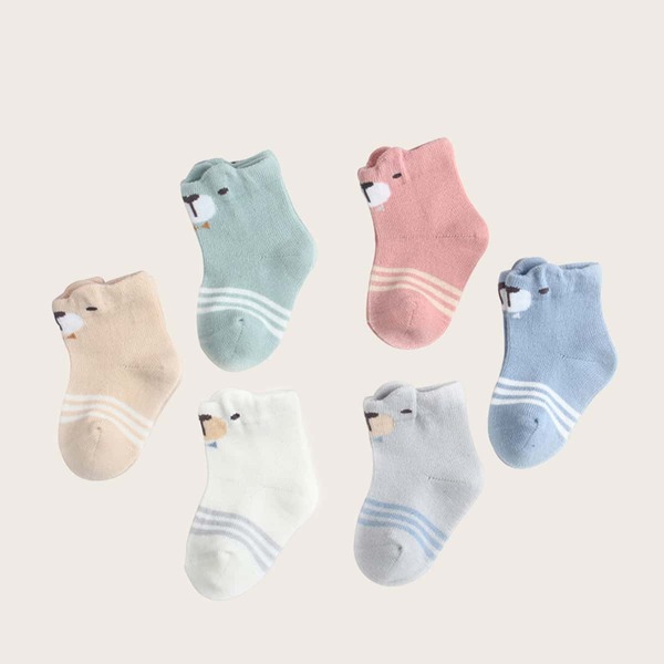 

6pairs Baby Cartoon Pattern Socks, Multicolor