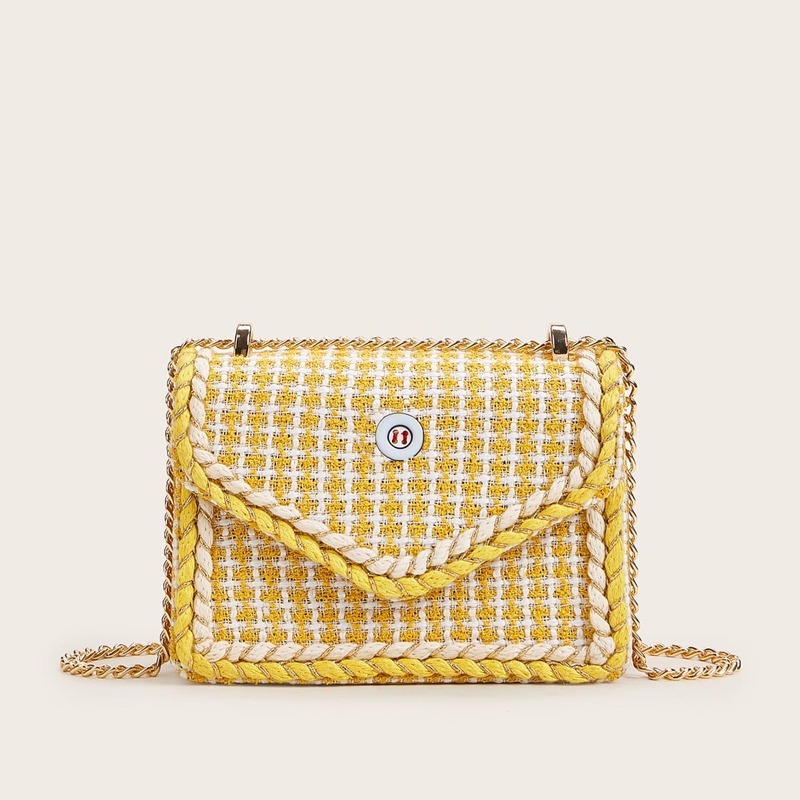 

Tweed Flap Chain Crossbody Bag, Multicolor