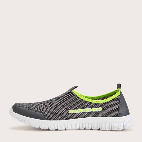 

Men Slip On Wide Fit Mesh Sneakers, Grey