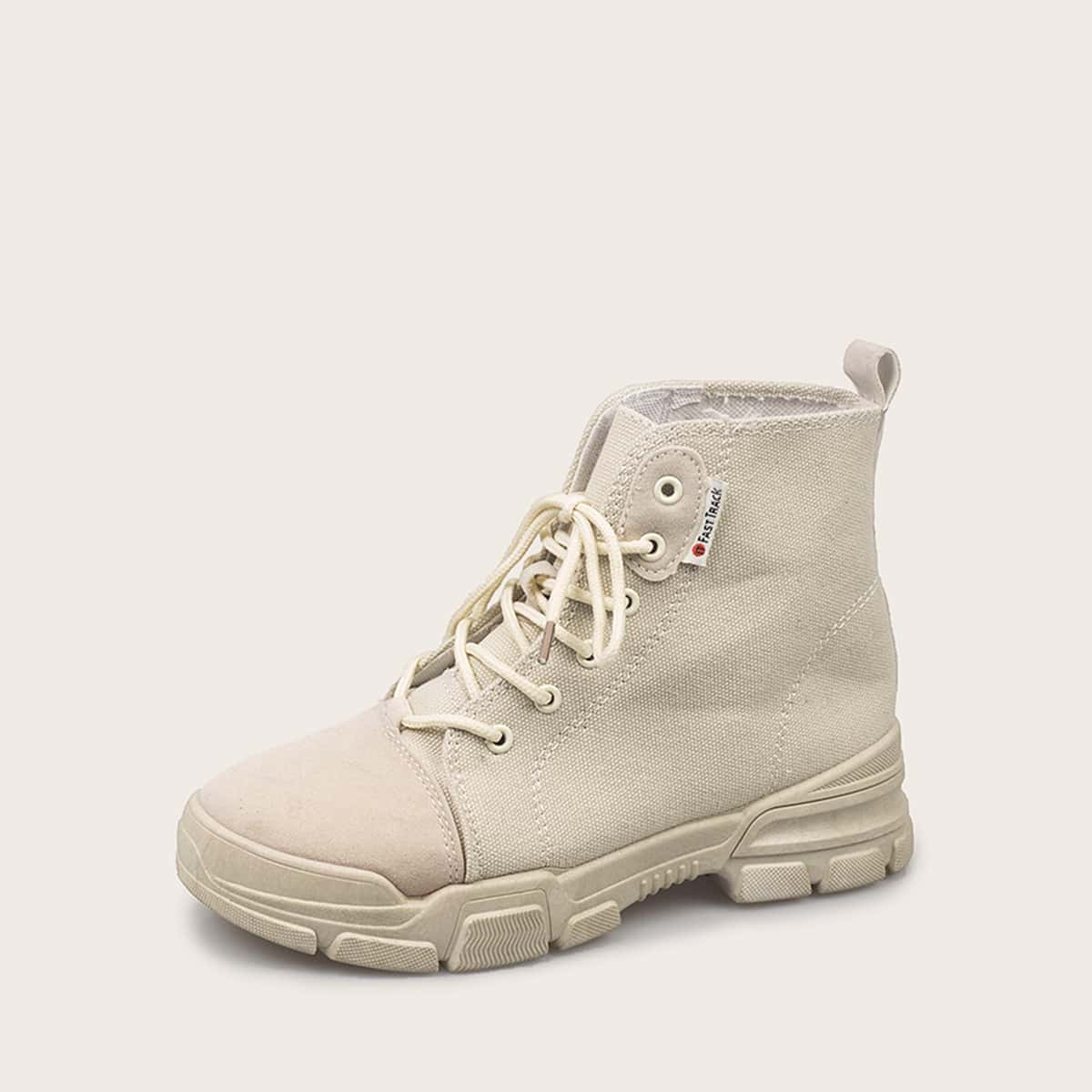 

Lace-up Front Canvas Boots, Khaki