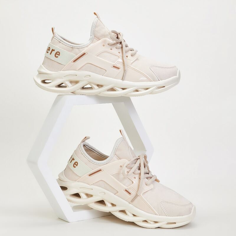 

Guys Lace-up Front Wide Fit Sneakers, Beige