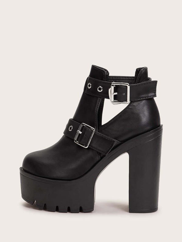 

Buckle Strap Chunky Boots, Black