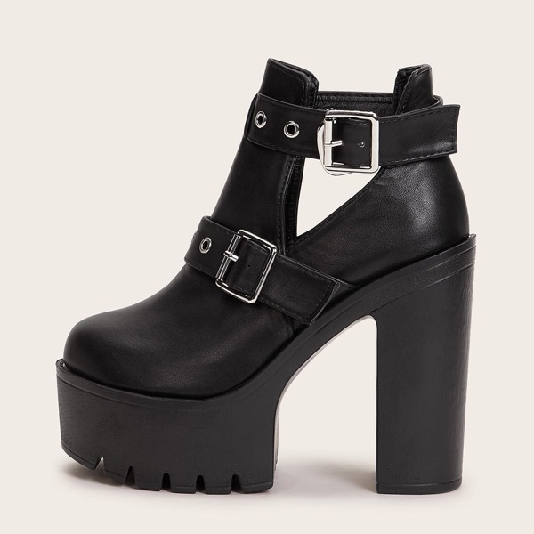 

Buckle Strap Chunky Boots, Black