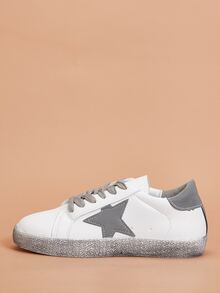 Lace-up Front Star Patch Sneakers