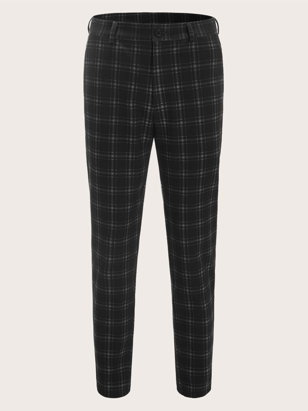 

Men Plaid Tailored Pants, Black